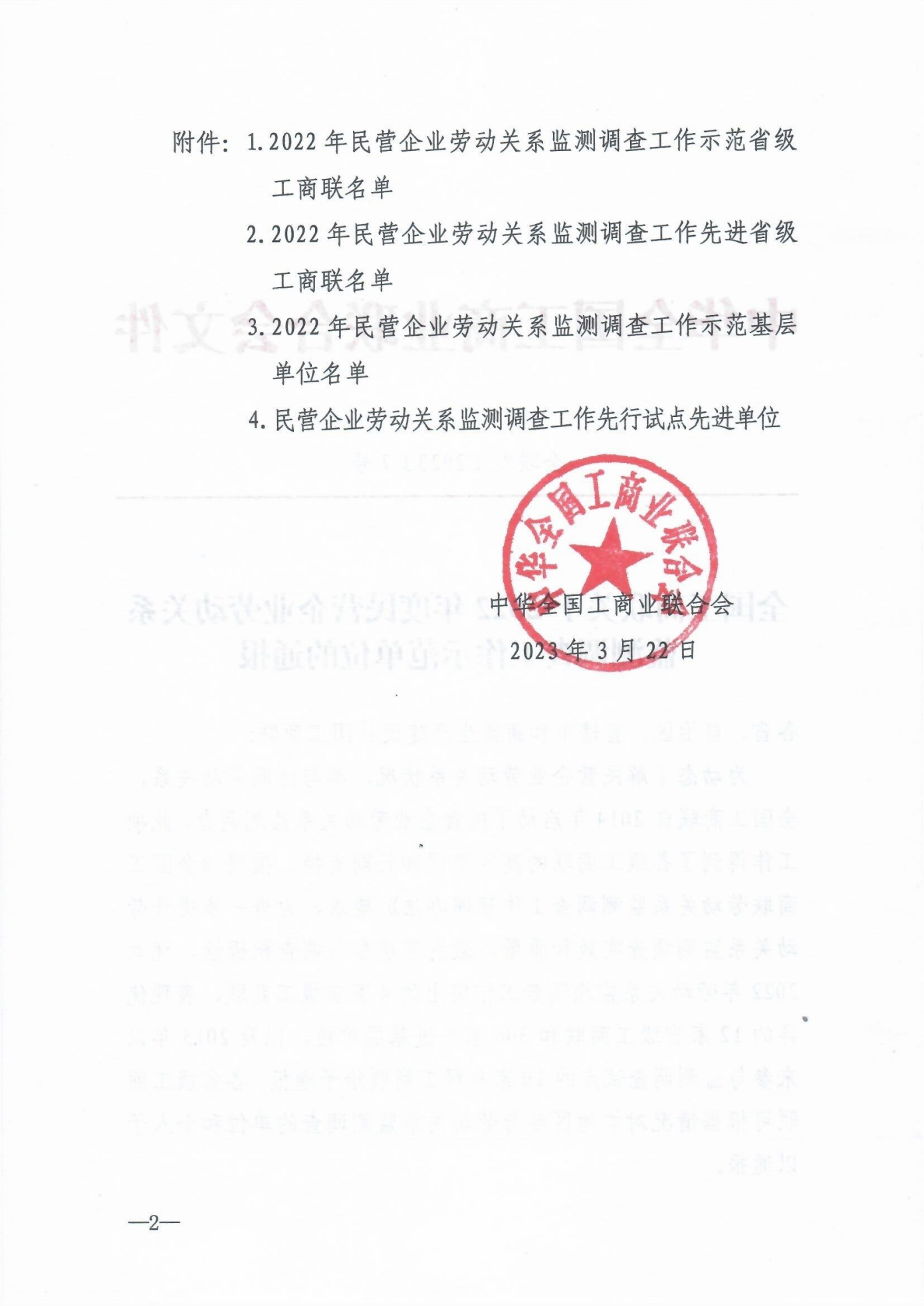 全国工商联关于2022年度民营企业劳动关系监测调查工作示范单位的通报(1)_01.png